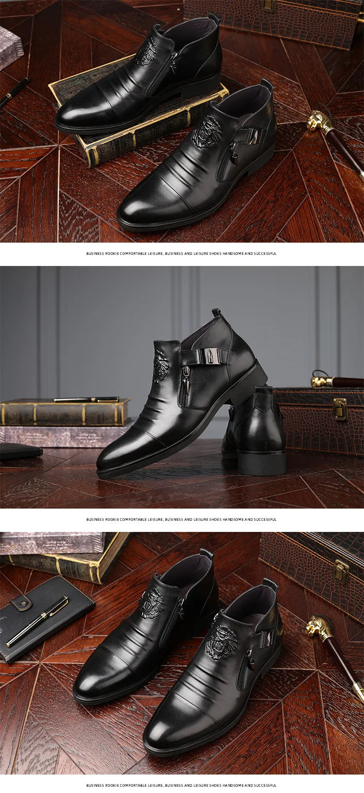 Autumn High Quality Men Ankle Boots Plus Size 48 Male Dress Boots Pointed Toe Business Casual Leather Shoes Men Chelsea Boots