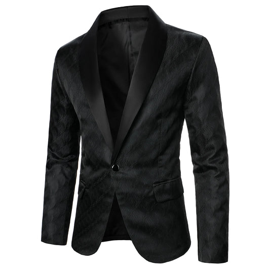 Men's Luxury Textured Fabric Coat: Business Casual Style Fashion Suit for Banquets, Weddings, Stage Performances - Men's Blazer