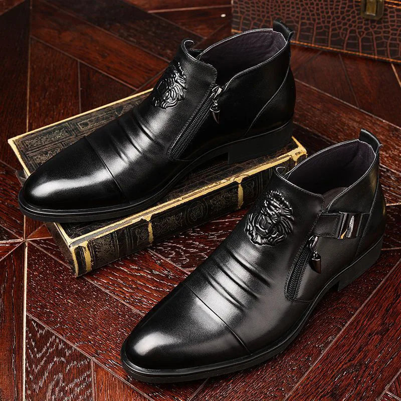 Autumn High Quality Men Ankle Boots Plus Size 48 Male Dress Boots Pointed Toe Business Casual Leather Shoes Men Chelsea Boots