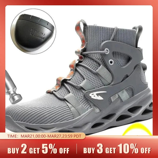 Men's Safety Shoes: Puncture-Proof Work Sneakers, Lightweight Steel Toe Safety Boots - Indestructible, Available in 2 Colors