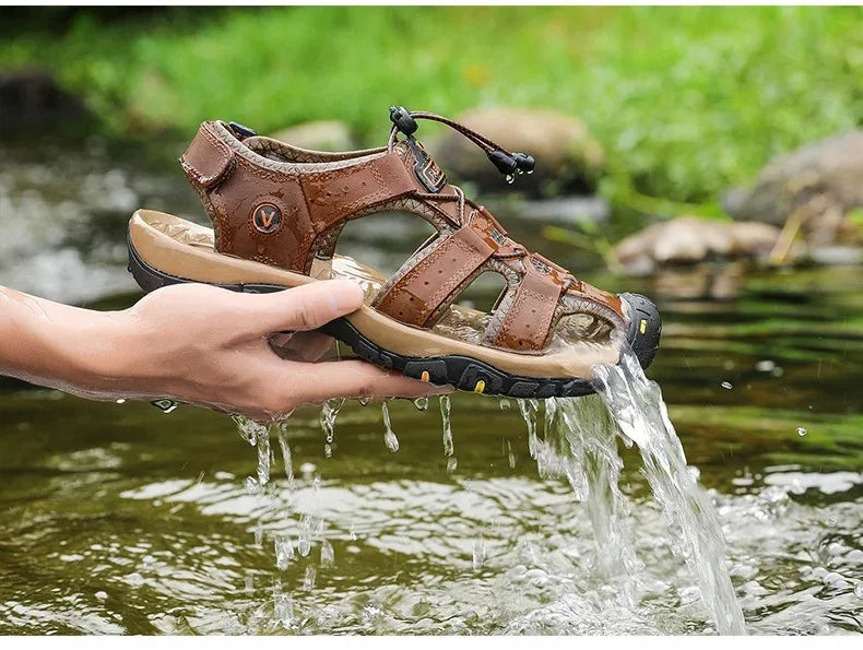 2024 Leather Men Shoes Summer New Large Size Men's Sandals Men Sandals Fashion Sandals Slippers Big Size 38-47 