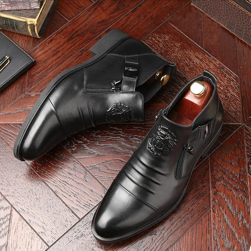 Autumn High Quality Men Ankle Boots Plus Size 48 Male Dress Boots Pointed Toe Business Casual Leather Shoes Men Chelsea Boots