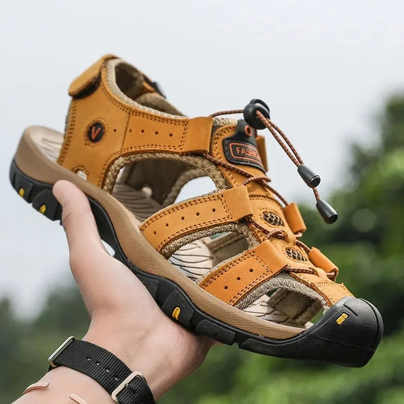 2024 Leather Men Shoes Summer New Large Size Men's Sandals Men Sandals Fashion Sandals Slippers Big Size 38-47 