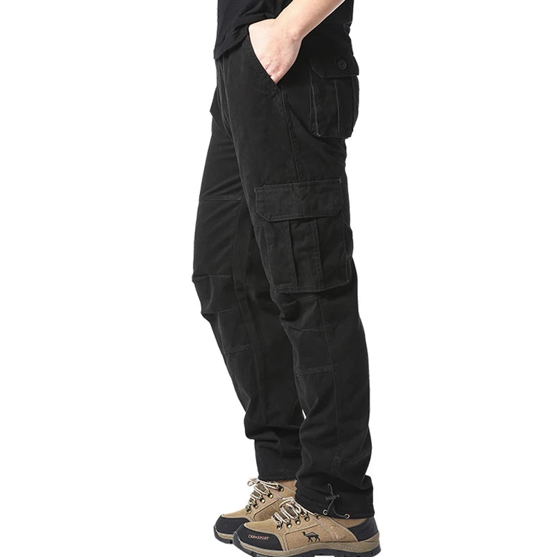 Men's Military Tactical Pants: Large Pocket Loose Overalls for Outdoor Sports and Casual Work - Elastic Waist, Pure Cotton