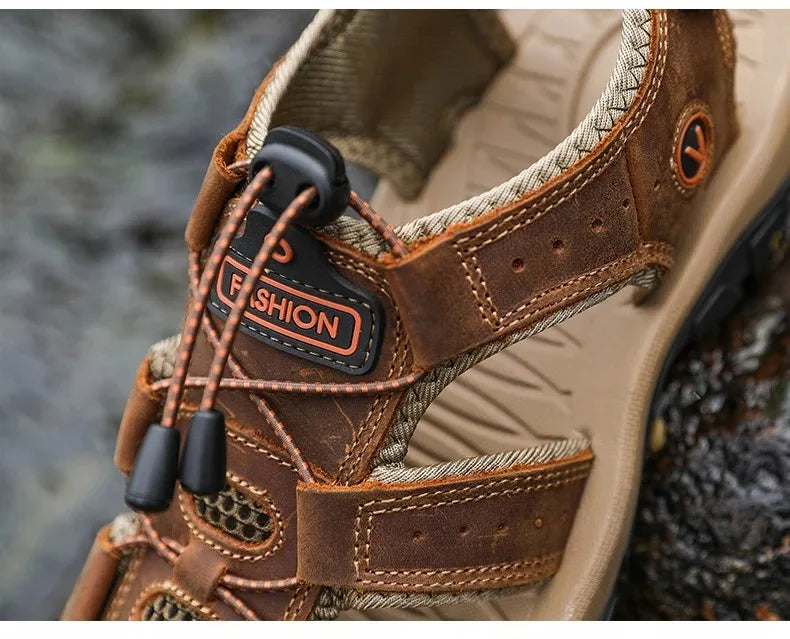 2024 Leather Men Shoes Summer New Large Size Men's Sandals Men Sandals Fashion Sandals Slippers Big Size 38-47 