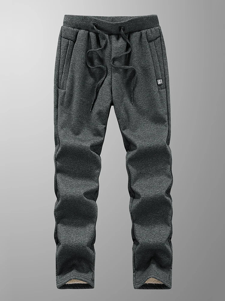 Winter Men's Sweatpants: Thick Warm Fleece Joggers with Zip Pockets, Cotton Casual Track Pants for Sportswear, Plus Sizes 6XL, 7XL, 8XL - 4 Colors