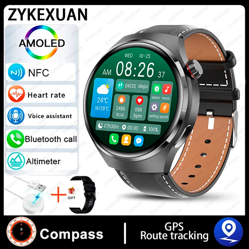 2024 New GPS Trajectory Smart Watch Men GT4 Pro 360*360 HD Heart rate IP68 Waterproof Smartwatch BT Call NFC Compass Watch 4 Pro