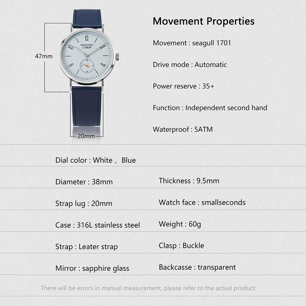 SEESTERN 2024 New Men Watch Automatic Business Wristwatches ST1701 Movement Ultra Thin Clock Top Brand Luxury Fashion Casual
