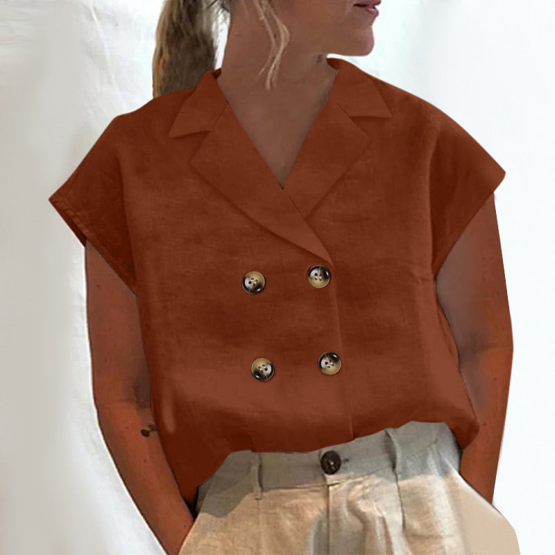 Women's Summer Fashion Cotton Linen Lightweight Casual Chic Tunic Tops - Collection 2 (11 Styles)