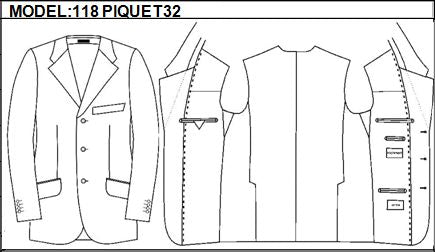 CLASSIC - SINGLE BREASTED, 3 BUTTONS,NOTCH LAPEL JACKET-118_PIQUET_32