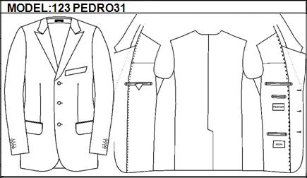 CLASSIC - SINGLE BREASTED, 3 BUTTONS,PEAK LAPEL JACKET-123_PEDRO_31