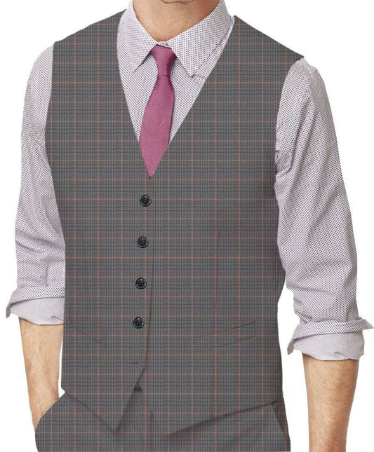 Grey Plaid Made To Measure Vest - VBC0574_MTM_SV