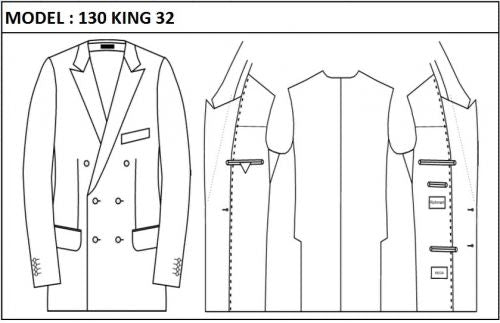 CLASSIC - DOUBLE BREASTED, 3 BUTTONS,PEAK LAPEL JACKET-130_KING_32