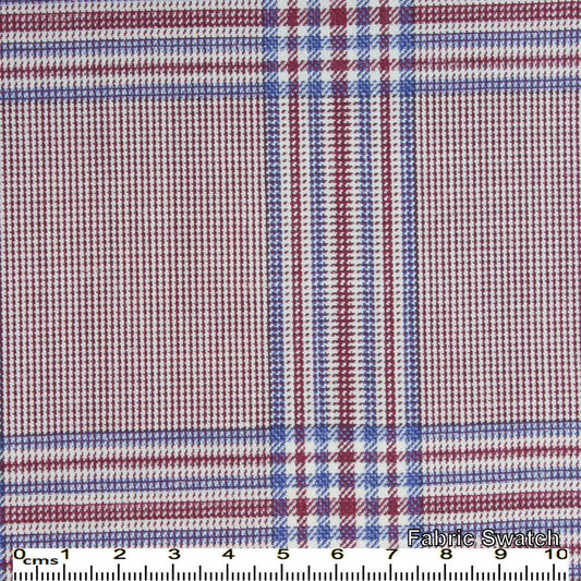 Sanguine Brownish Red Glencheck Made To Measure Vest - VBC0052_MTM_SV