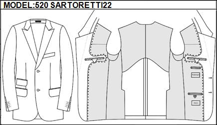SLIM - SINGLE BREASTED, 2 BUTTONS,PEAK  LAPEL JACKET-520_SARTORETTI_22