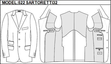 SLIM - SINGLE BREASTED, 3 BUTTONS,PEAK  LAPEL JACKET-522_SARTORETTI_32