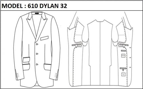 SLIM - SINGLE BREASTED, 3 BUTTONS,PEAK  LAPEL JACKET-610_DYLAN_32