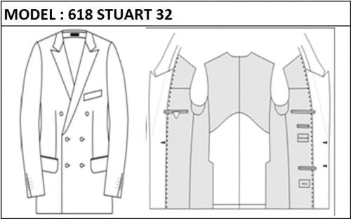 SLIM - DOUBLE BREASTED, 3 BUTTONS,PEAK  LAPEL JACKET-618_STUART_32