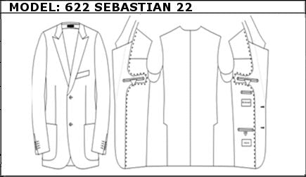SLIM - SINGLE BREASTED, 2 BUTTONS,PEAK  LAPEL JACKET-622_SEBASTIAN_22