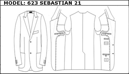 SLIM - SINGLE BREASTED, 2 BUTTONS,PEAK  LAPEL JACKET-623_SEBASTIAN_21