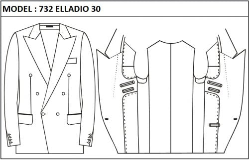 SLIM - DOUBLE BREASTED, 3 BUTTONS,PEAK  LAPEL JACKET-732_ELLADIO_30