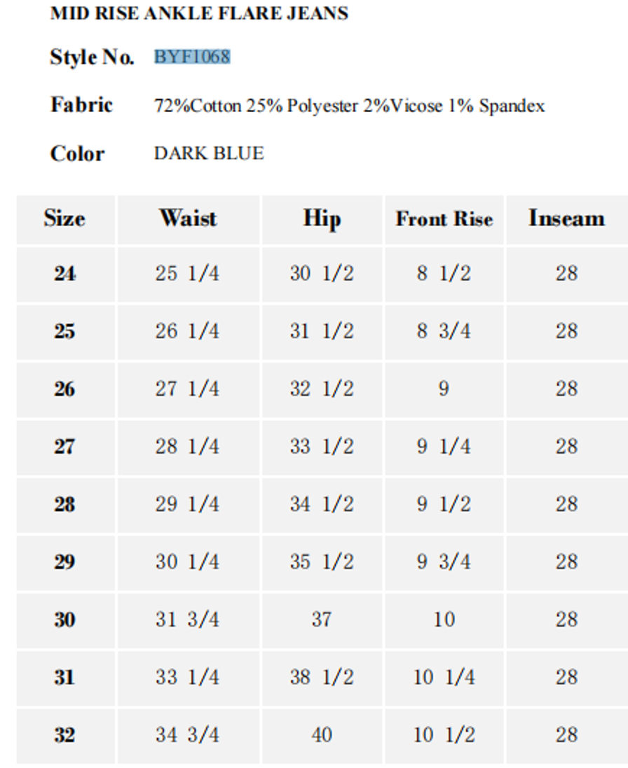 BAYEAS HIGH QUALITY HIGH RISE FLARE JEANS - BYF1068