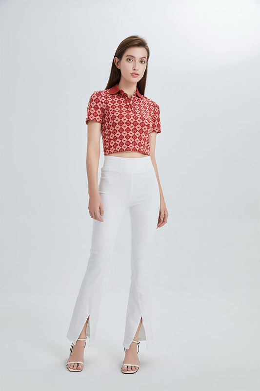 BAYEAS HIGH QUALITY LEGGING STYLE HIGH RISE FRONT SLIT FLARE - BYF1073