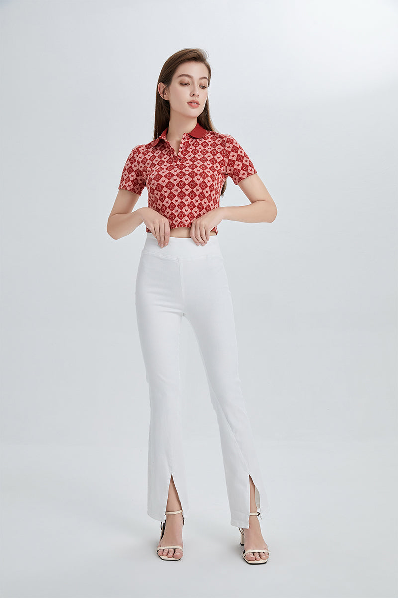 BAYEAS HIGH QUALITY LEGGING STYLE HIGH RISE FRONT SLIT FLARE - BYF1073