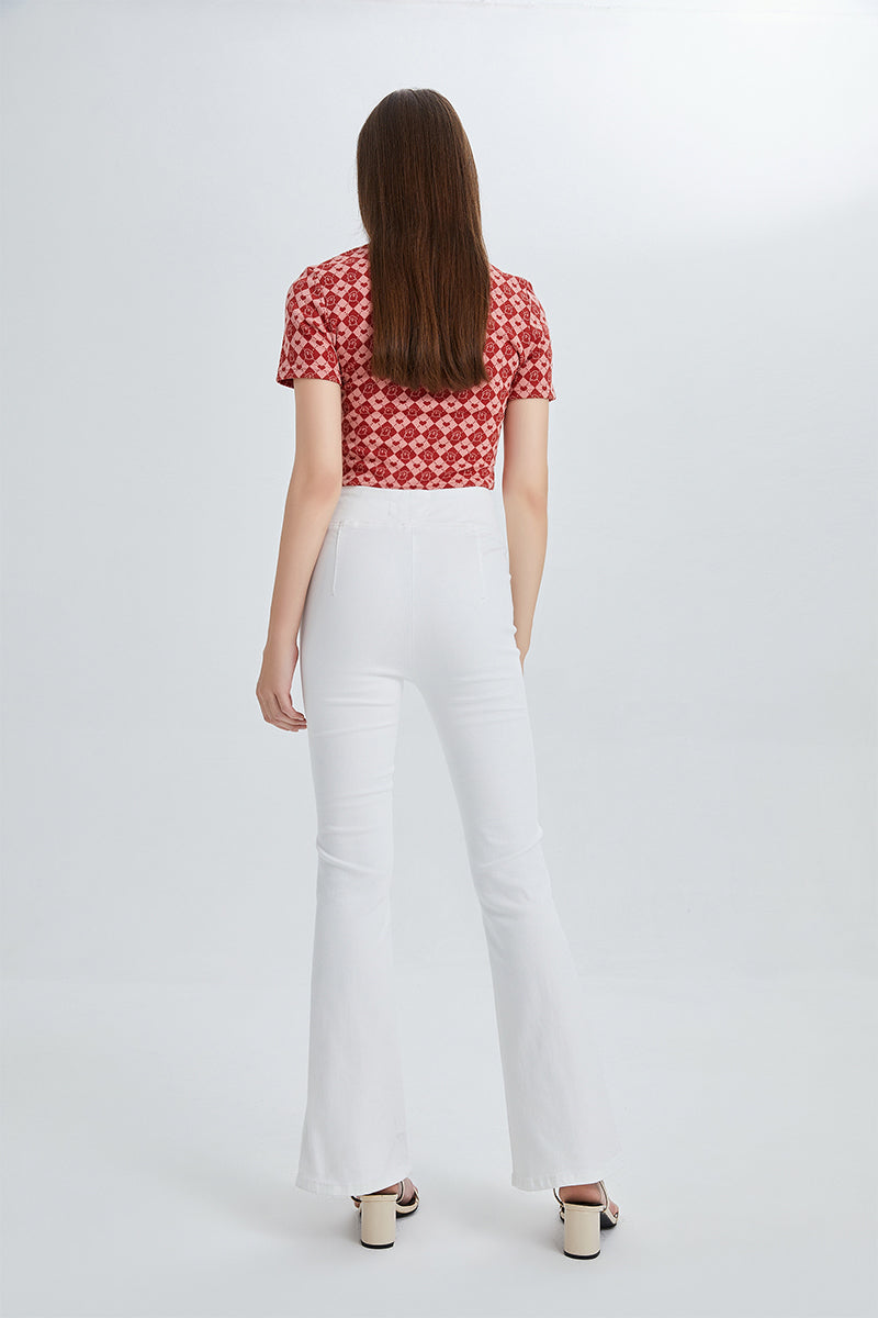 BAYEAS HIGH QUALITY LEGGING STYLE HIGH RISE FRONT SLIT FLARE - BYF1073