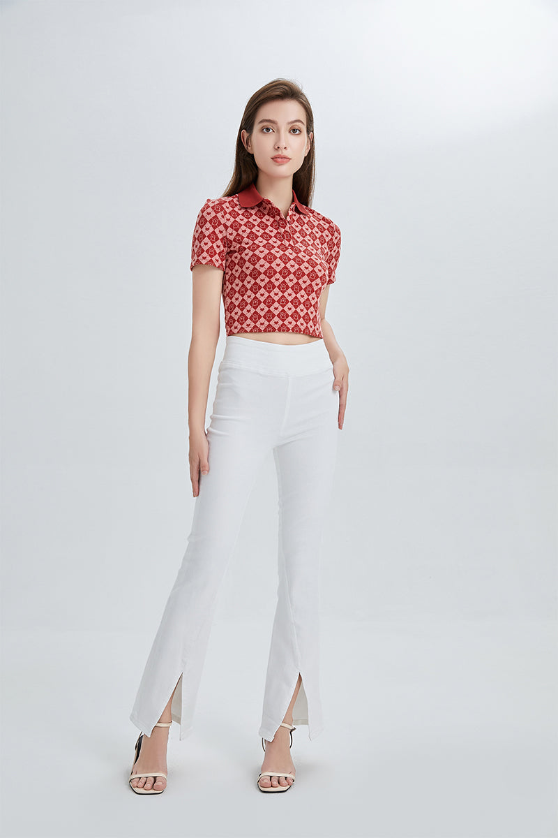 BAYEAS HIGH QUALITY LEGGING STYLE HIGH RISE FRONT SLIT FLARE - BYF1073