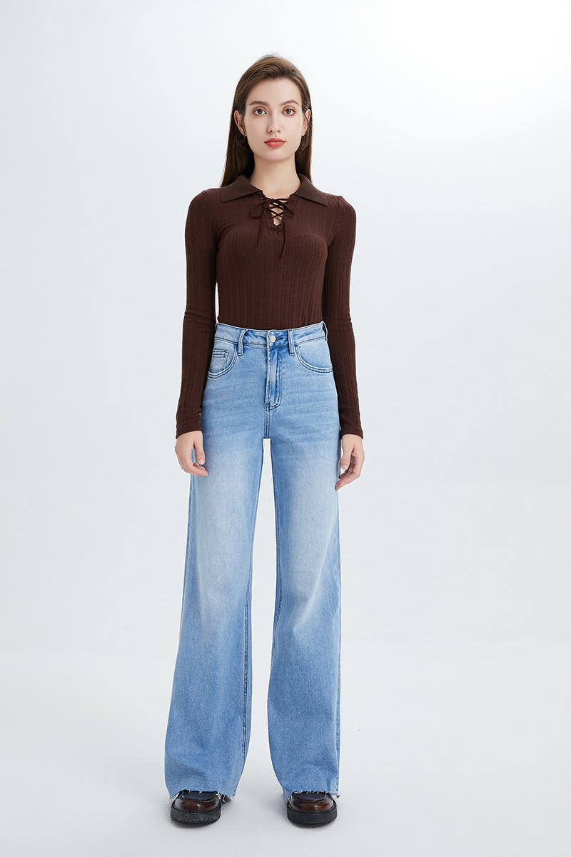 BAYEAS HIGH QUALITY HIGH RISE WIDE LEG JEANS - BYW8101