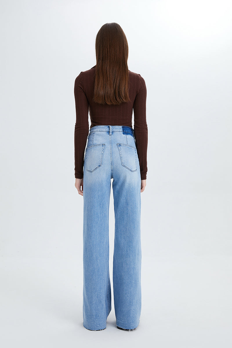 BAYEAS HIGH QUALITY HIGH RISE WIDE LEG JEANS - BYW8101