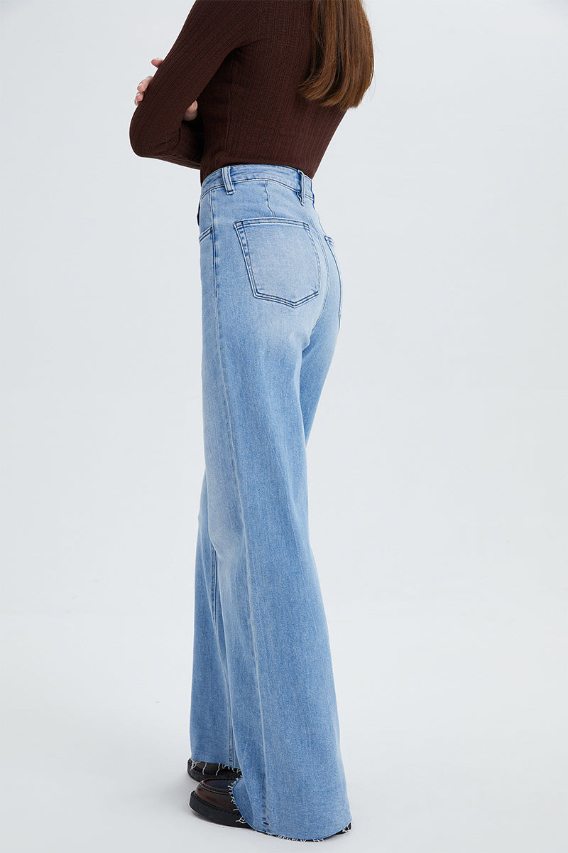 BAYEAS HIGH QUALITY HIGH RISE WIDE LEG JEANS - BYW8101