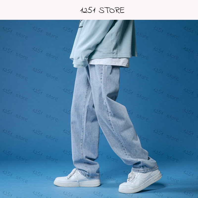 Men's Straight Loose Neutral Streetwear Denim (3 Colors)
