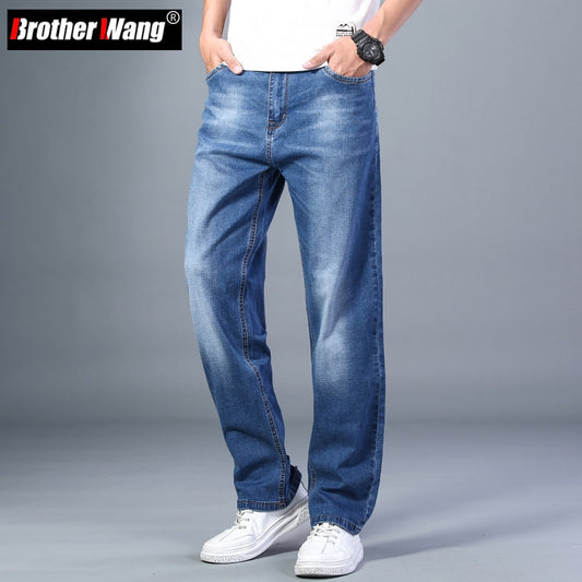 Men's Thin Classic Style Loose Straight-leg Advanced Stretch Baggy Jeans (6 Colors)