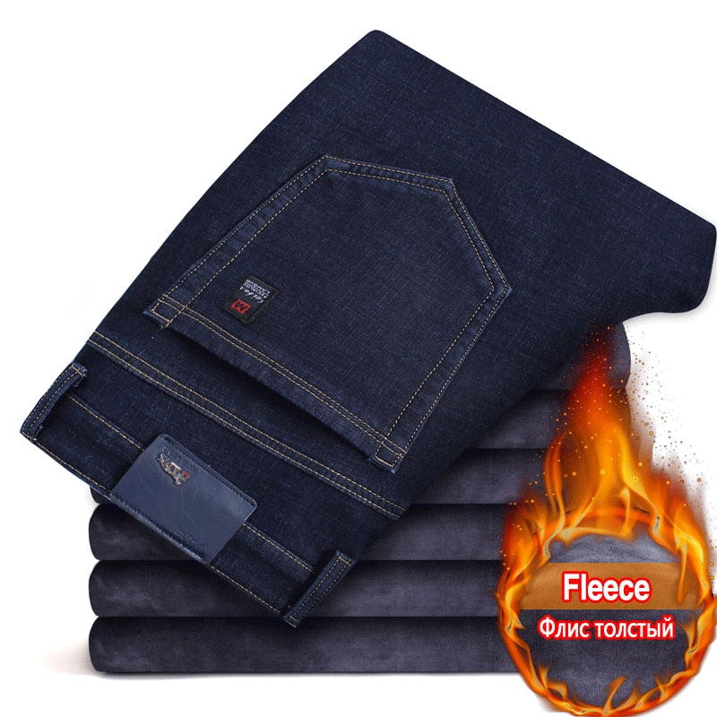 Men's Warm Slim Fit Fleece Inside Stretch Denim (2 Colors)