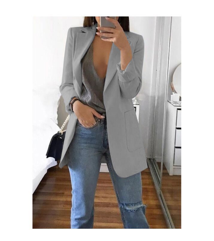 Women's Solid Long Loose Business Casual Blazers - Collection 1 (11 Colors)