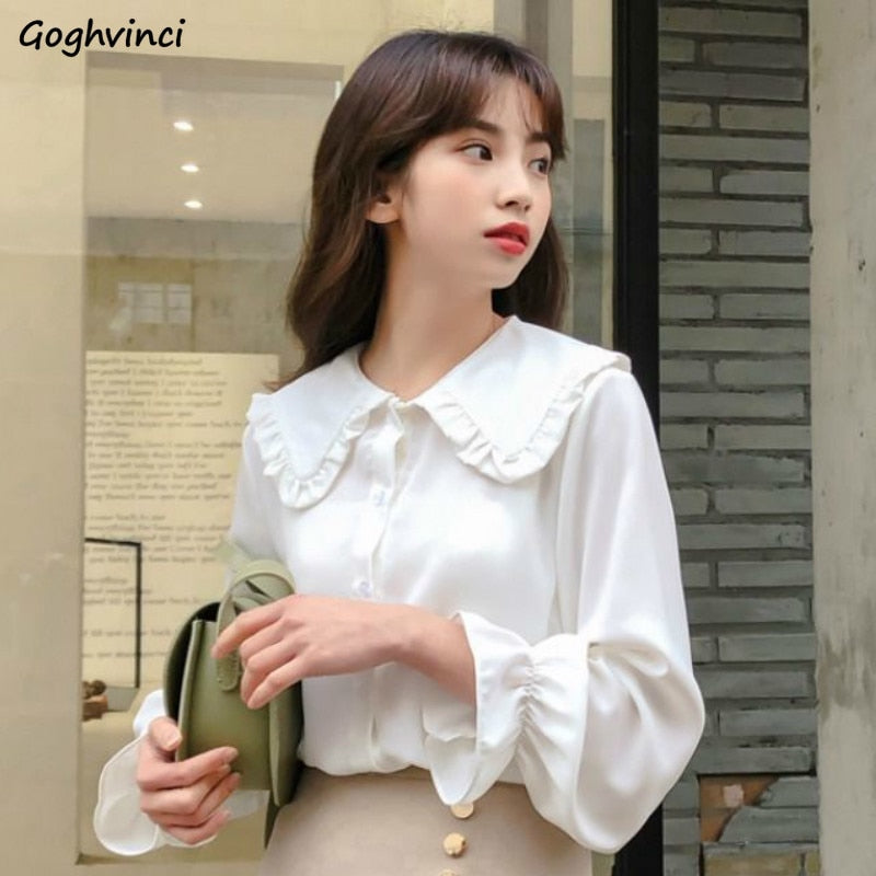 Women's Solid Chic Trendy Elegant Vintage Tops