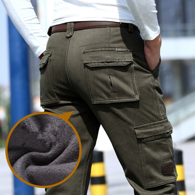 Men's 6 Pockets Fleece Lined Warm Cargo Pants (3 Colors)