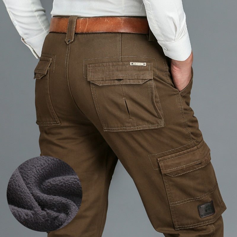 Men's 6 Pockets Fleece Lined Warm Cargo Pants (3 Colors)