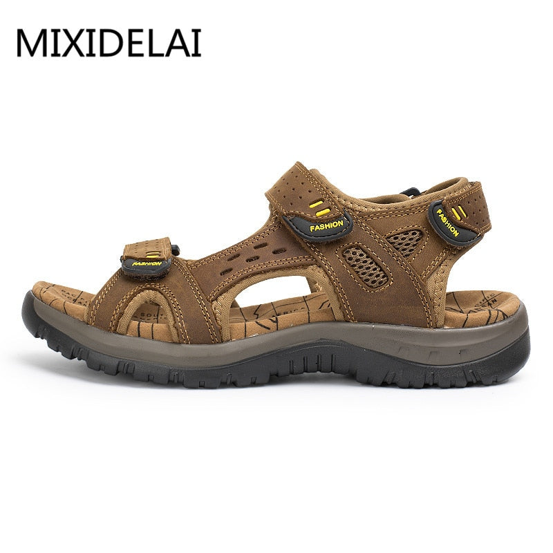 New Fashion Summer Leisure Men Shoes Beach Sandals High Quality Genuine Leather Sandals Soft Large Size Men's Sandals Size 38-48