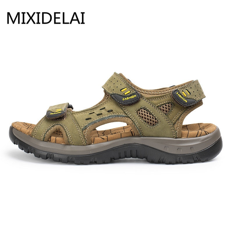 New Fashion Summer Leisure Men Shoes Beach Sandals High Quality Genuine Leather Sandals Soft Large Size Men's Sandals Size 38-48