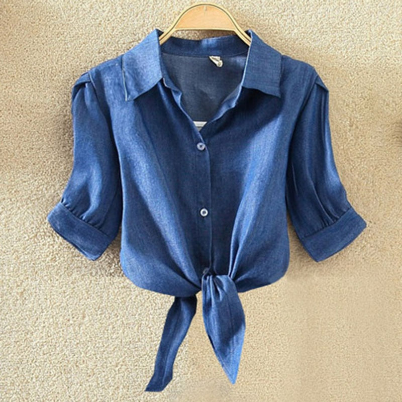 Womens Chiffon Turn-down Collar Loose Short Sleeve Tops with Batwing Sleeve (4 Colors)