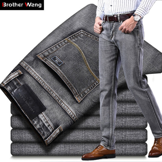 Men's Stretch Regular Fit Business Casual Classic Style Denim (6 Colors)