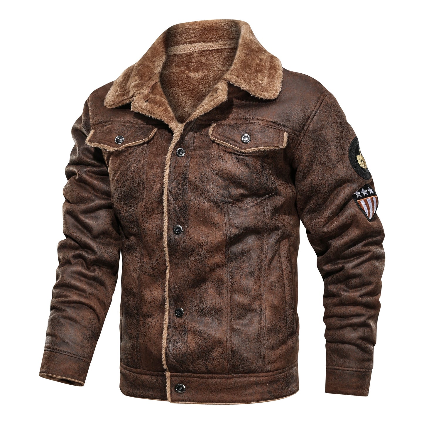 Men's Thick Bomber Faux Leather Jacket With Fleece lining (4 Colors / Options)