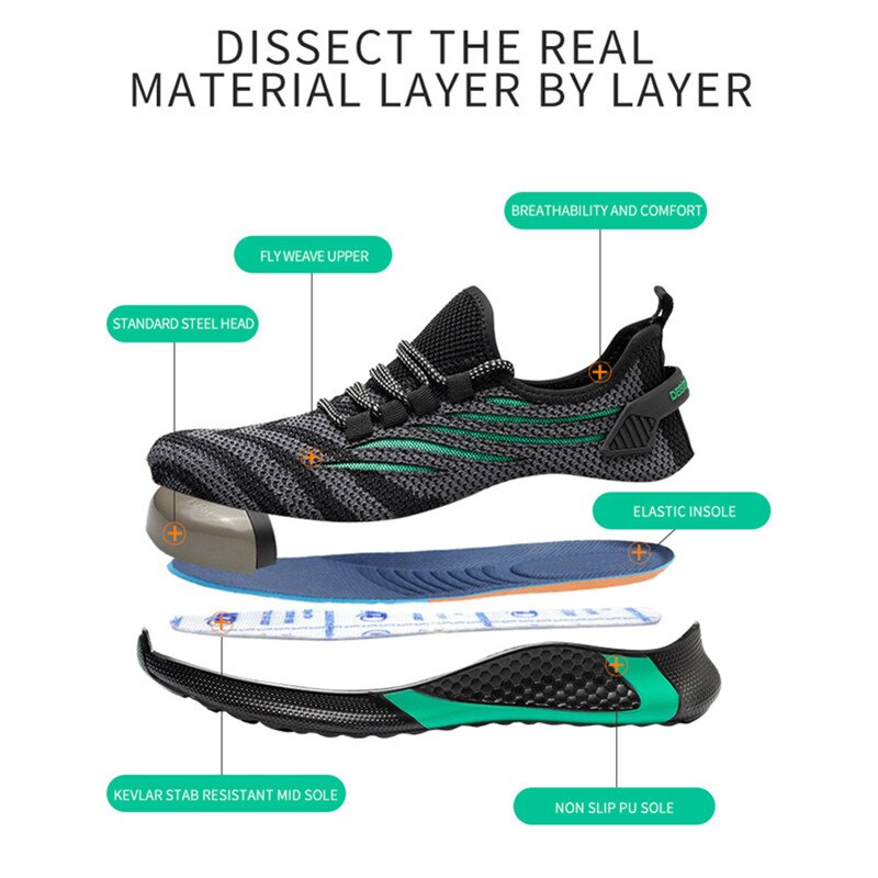 35-50 Safety Shoes Men Women Steel Toe Work Boots Indestructible Lightweight Breathable Anti-smash Sneakers Construction Shoes