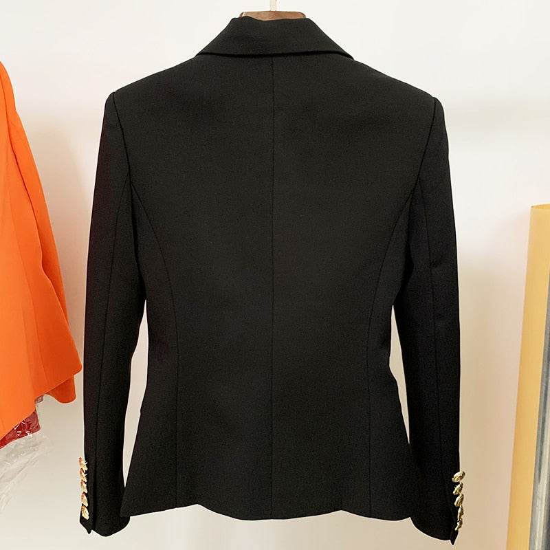 Women's Classic Double Breasted Metal Lion Buttons Designer Blazer - Collection 1 (11 Colors)