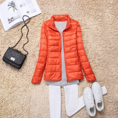 Women's Ultra Light Hooded Duck Down Long Sleeve Jacket - Regular