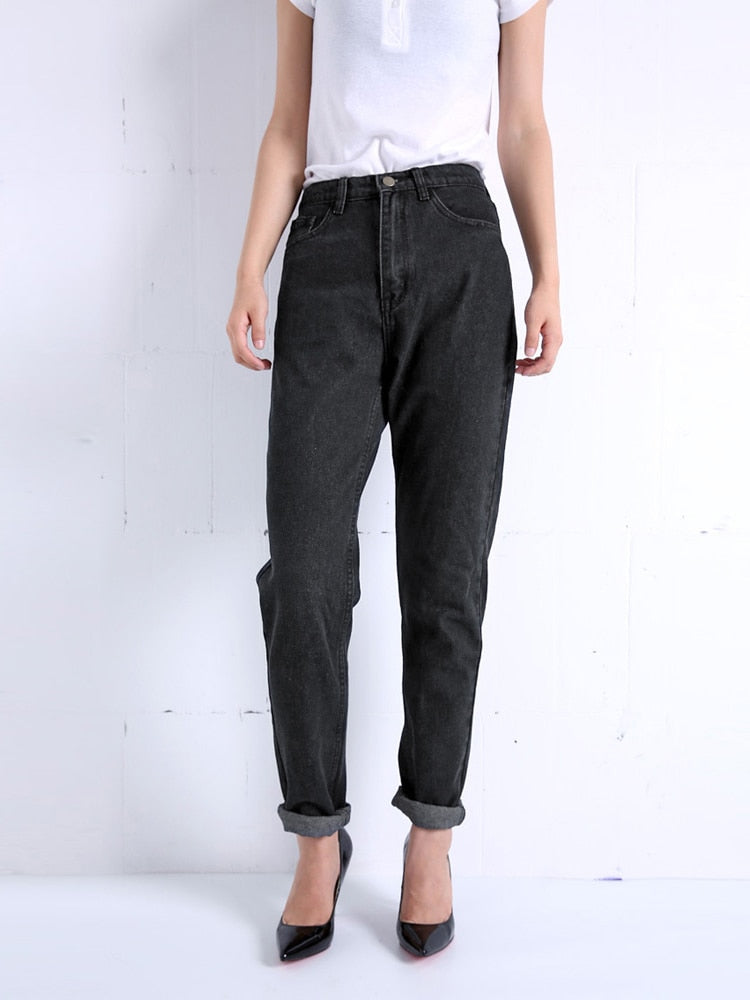 Women's High Waist Full Length Boyfriends Denim (3 Colors)