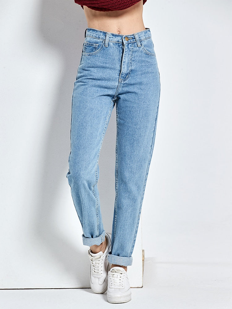 Women's High Waist Full Length Boyfriends Denim (3 Colors)
